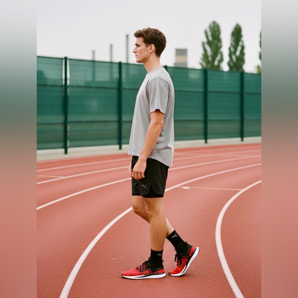 Puma Men's Black and Red Athletic Shoes - Picture 3 of 10